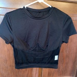Shein black cropped shirt